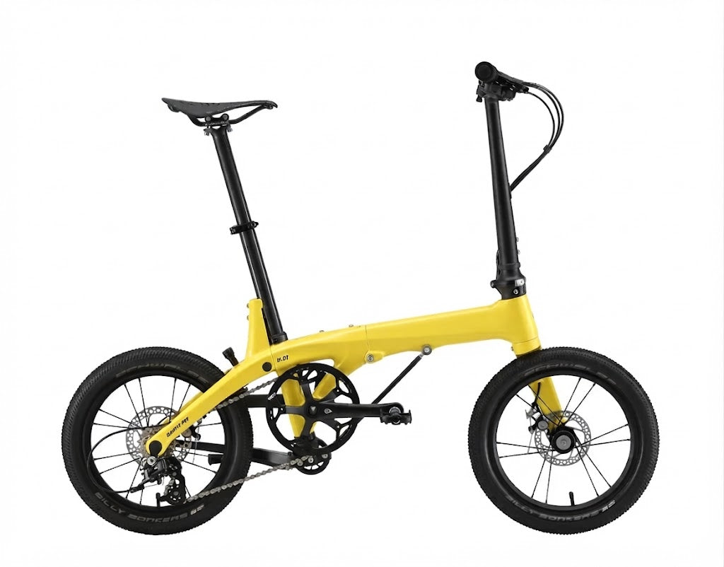 17 lbs Carbon Fiber Folding Bike — Featuring 16-inch wheels, disc brakes, and a Shimano Tiagra drivetrain