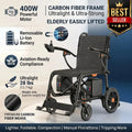28-Lb Carbon Fiber Foldable Electric Wheelchair-28-Mile Range