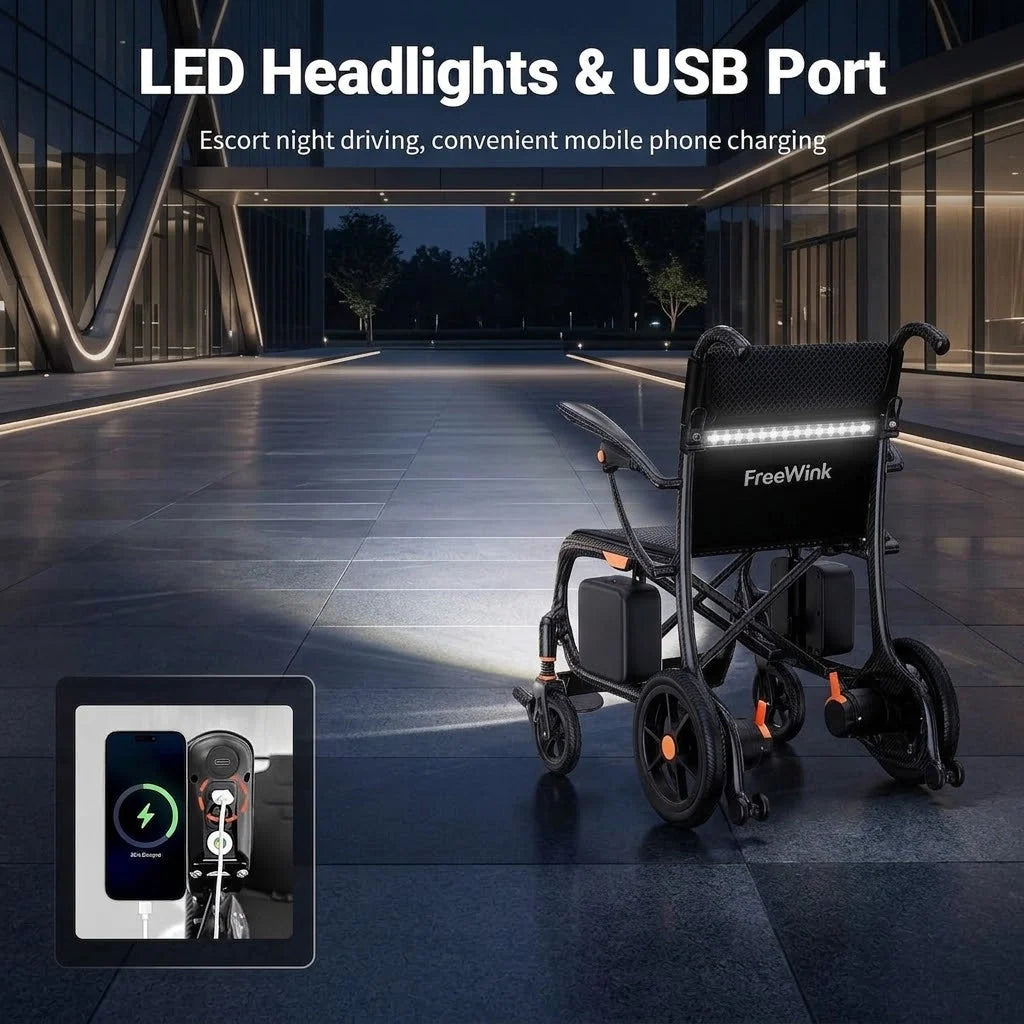 28-Lb Carbon Fiber Foldable Electric Wheelchair-28-Mile Range