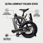 17 lbs Carbon Fiber Folding Bike — Featuring 16-inch wheels, disc brakes, and a Shimano Tiagra drivetrain