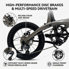 17 lbs Carbon Fiber Folding Bike — Featuring 16-inch wheels, disc brakes, and a Shimano Tiagra drivetrain