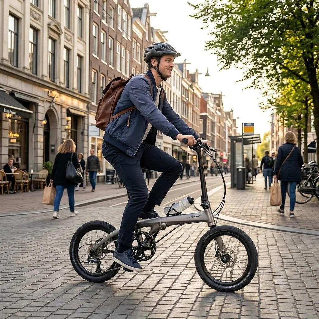 17 lbs Carbon Fiber Folding Bike — Featuring 16-inch wheels, disc brakes, and a Shimano Tiagra drivetrain