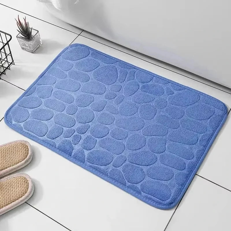 Embossed Microfiber Anti Slip Pebble Bath Mat