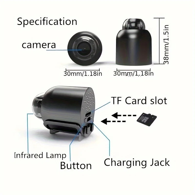 Smart Home Security Camera Small CCTV Night Vision Motion Detection Alarm Monitor