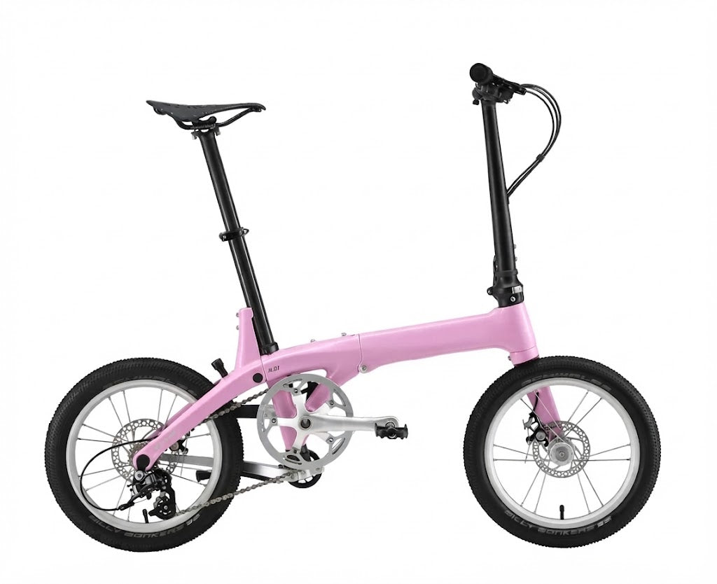 17 lbs Carbon Fiber Folding Bike — Featuring 16-inch wheels, disc brakes, and a Shimano Tiagra drivetrain